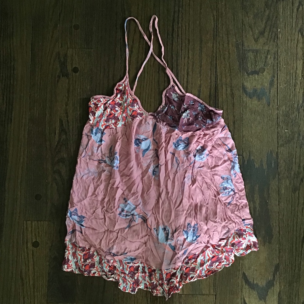 Free People Pink Flowy Tank Top Camisole Blouse